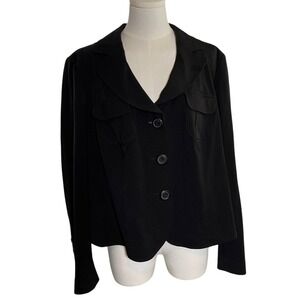 Lane Bryant 18 Blazer Black Stretch‎ Button Front Jacket Career Workwear Pockets